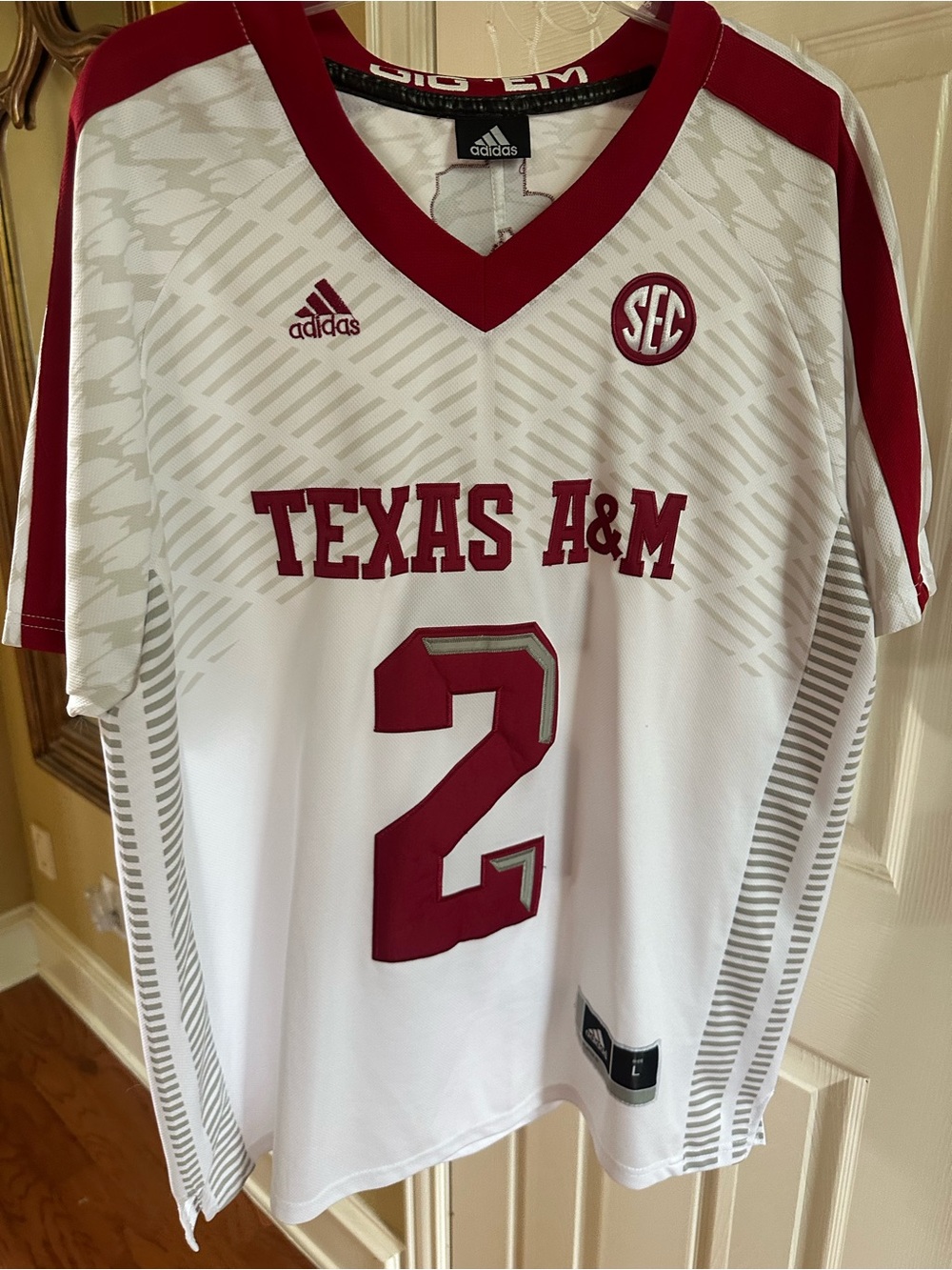adidas White and Maroon Texas A&M #2 Jersey Manziel size large